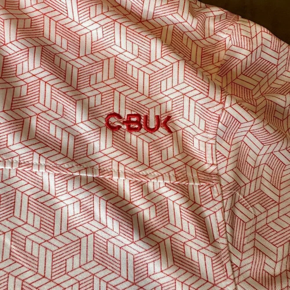 Cutter & Buck CBUX Mens XL Golf Polo Pink Geometric Performance Moisture Wick